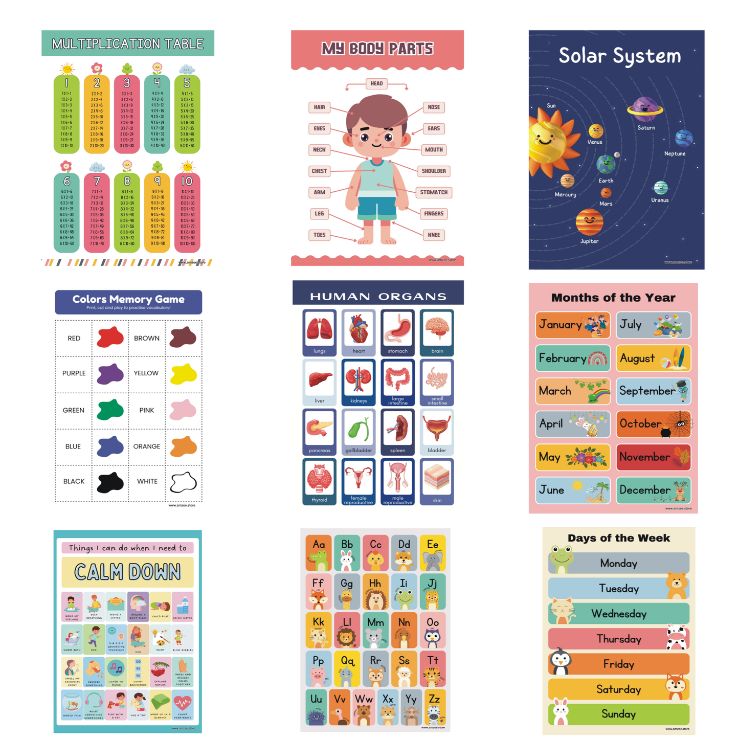 Kids self-learning sheets ( Size 2 feet x 2.5 feet )