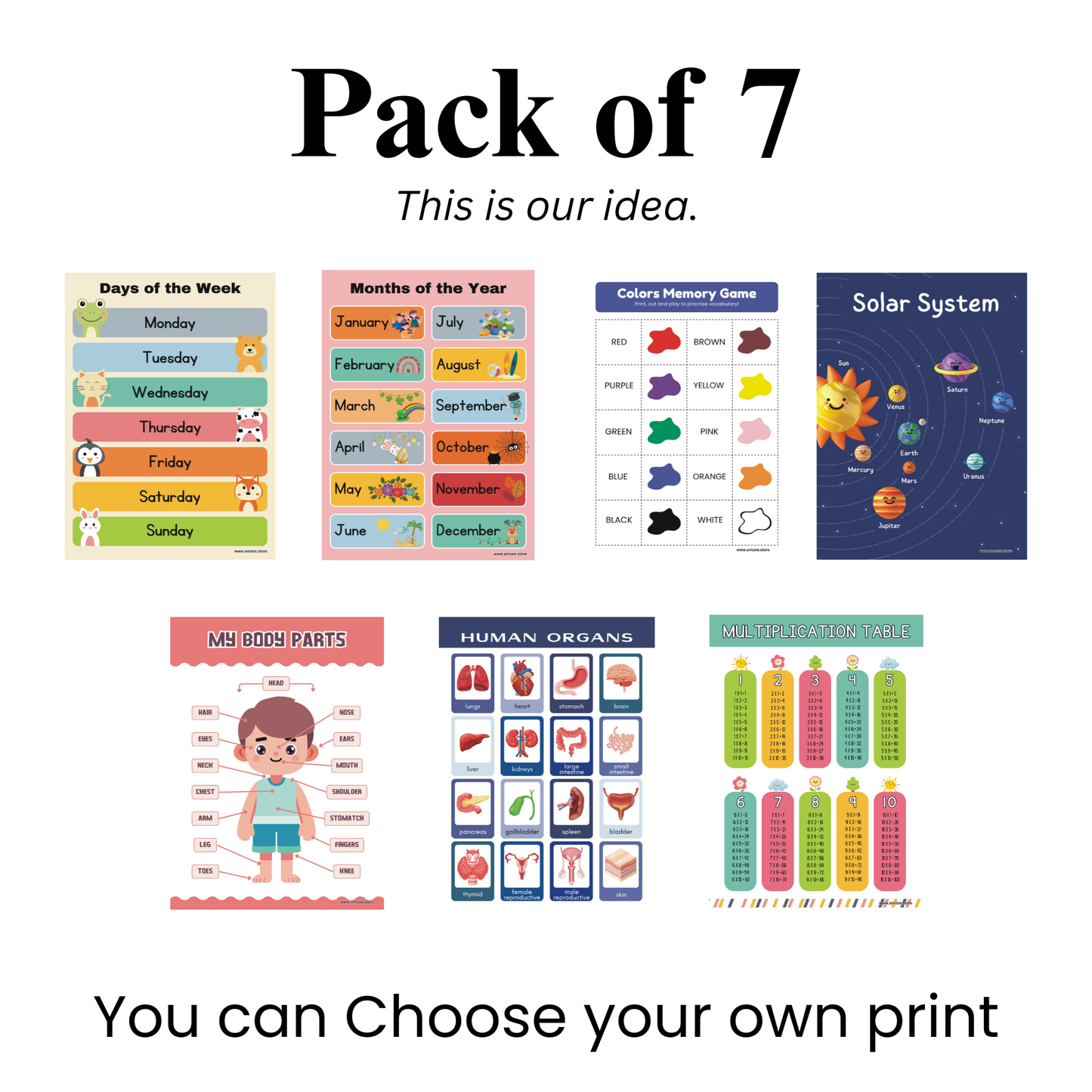 Kids self-learning sheets ( Size 2 feet x 2.5 feet )