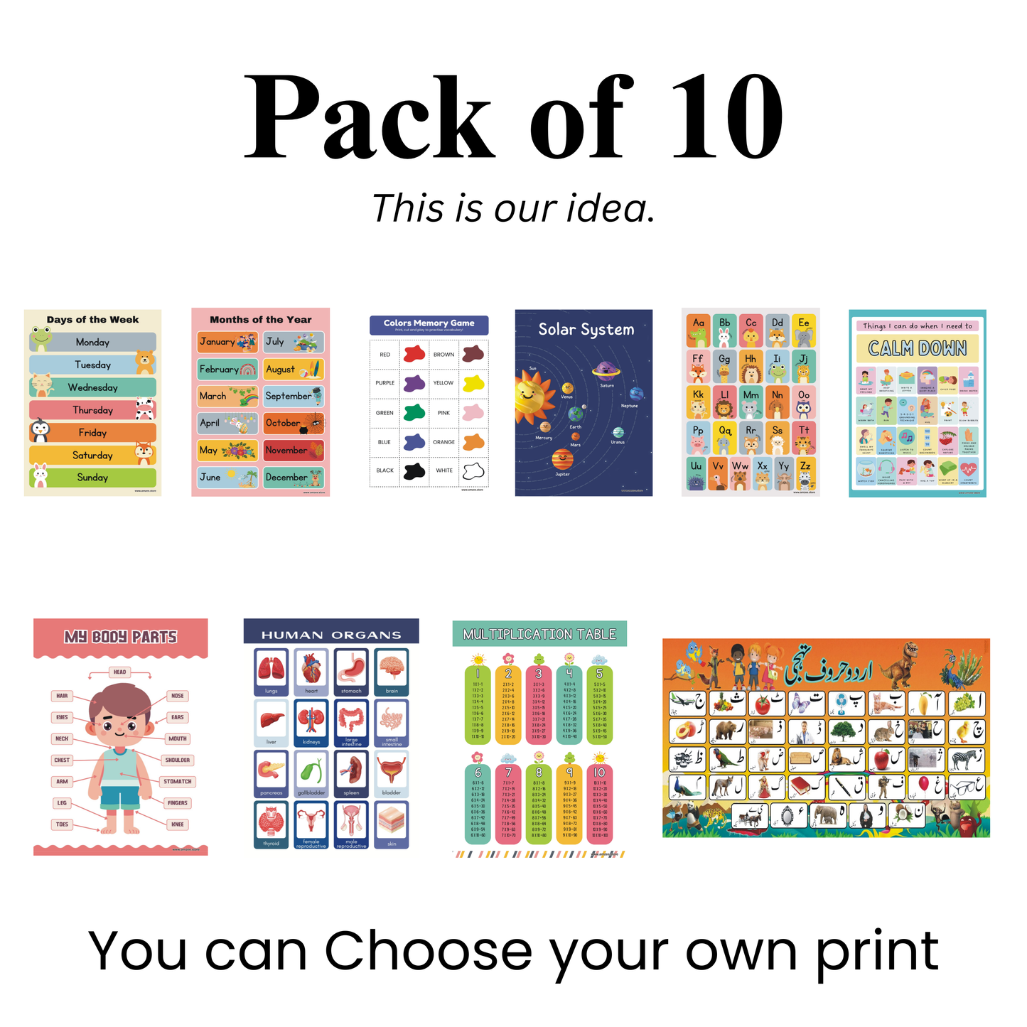 Kids self-learning sheets ( Size 2 feet x 2.5 feet )